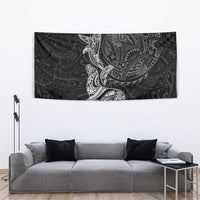 Hawaiian Monk Seal and Whale Tapestry Kakau Tribal Pattern Grayscale LT03 - Polynesian Pride