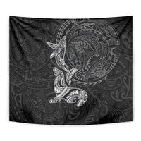 Hawaiian Monk Seal and Whale Tapestry Kakau Tribal Pattern Grayscale LT03 - Polynesian Pride