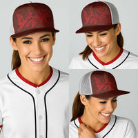 Hawaiian Monk Seal and Whale Baseball Net Cap Kakau Tribal Pattern Red Color LT03 - Polynesian Pride