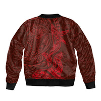 Hawaiian Monk Seal and Whale Bomber Jacket Kakau Tribal Pattern Red Color LT03 - Polynesian Pride
