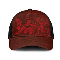 Hawaiian Monk Seal and Whale Mesh Trucker Cap Kakau Tribal Pattern Red Color LT03 One Size Black Red - Polynesian Pride