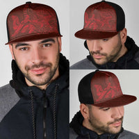 Hawaiian Monk Seal and Whale Mesh Trucker Cap Kakau Tribal Pattern Red Color LT03 - Polynesian Pride