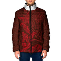 Hawaiian Monk Seal and Whale Padded Jacket Kakau Tribal Pattern Red Color LT03 Men Red - Polynesian Pride