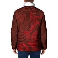 Hawaiian Monk Seal and Whale Padded Jacket Kakau Tribal Pattern Red Color LT03 - Polynesian Pride