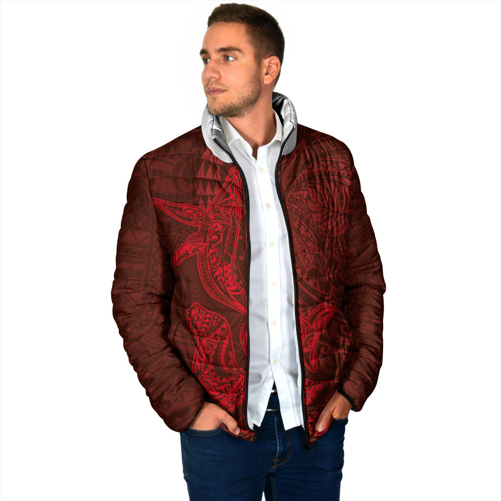 Hawaiian Monk Seal and Whale Padded Jacket Kakau Tribal Pattern Red Color LT03 - Polynesian Pride