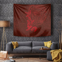 Hawaiian Monk Seal and Whale Tapestry Kakau Tribal Pattern Red Color LT03 Red - Polynesian Pride