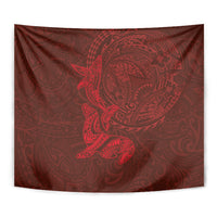 Hawaiian Monk Seal and Whale Tapestry Kakau Tribal Pattern Red Color LT03 - Polynesian Pride