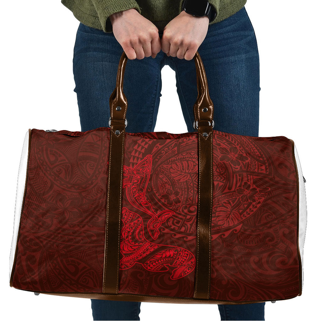 Hawaiian Monk Seal and Whale Travel Bag Kakau Tribal Pattern Red Color LT03 Red - Polynesian Pride