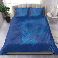 Hawaiian Monk Seal and Whale Bedding Set Kakau Tribal Pattern Blue Color LT03 - Polynesian Pride