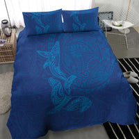 Hawaiian Monk Seal and Whale Bedding Set Kakau Tribal Pattern Blue Color LT03 - Polynesian Pride