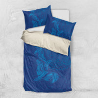 Hawaiian Monk Seal and Whale Bedding Set Kakau Tribal Pattern Blue Color LT03 US Twin 172cm x 218cm Blue - Polynesian Pride