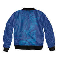 Hawaiian Monk Seal and Whale Bomber Jacket Kakau Tribal Pattern Blue Color LT03 - Polynesian Pride