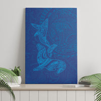 Hawaiian Monk Seal and Whale Canvas Wall Art Kakau Tribal Pattern Blue Color LT03 - Polynesian Pride