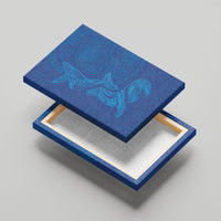 Hawaiian Monk Seal and Whale Canvas Wall Art Kakau Tribal Pattern Blue Color LT03 - Polynesian Pride