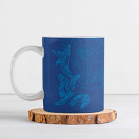 Hawaiian Monk Seal and Whale Ceramic Mug Kakau Tribal Pattern Blue Color LT03 Blue - Polynesian Pride