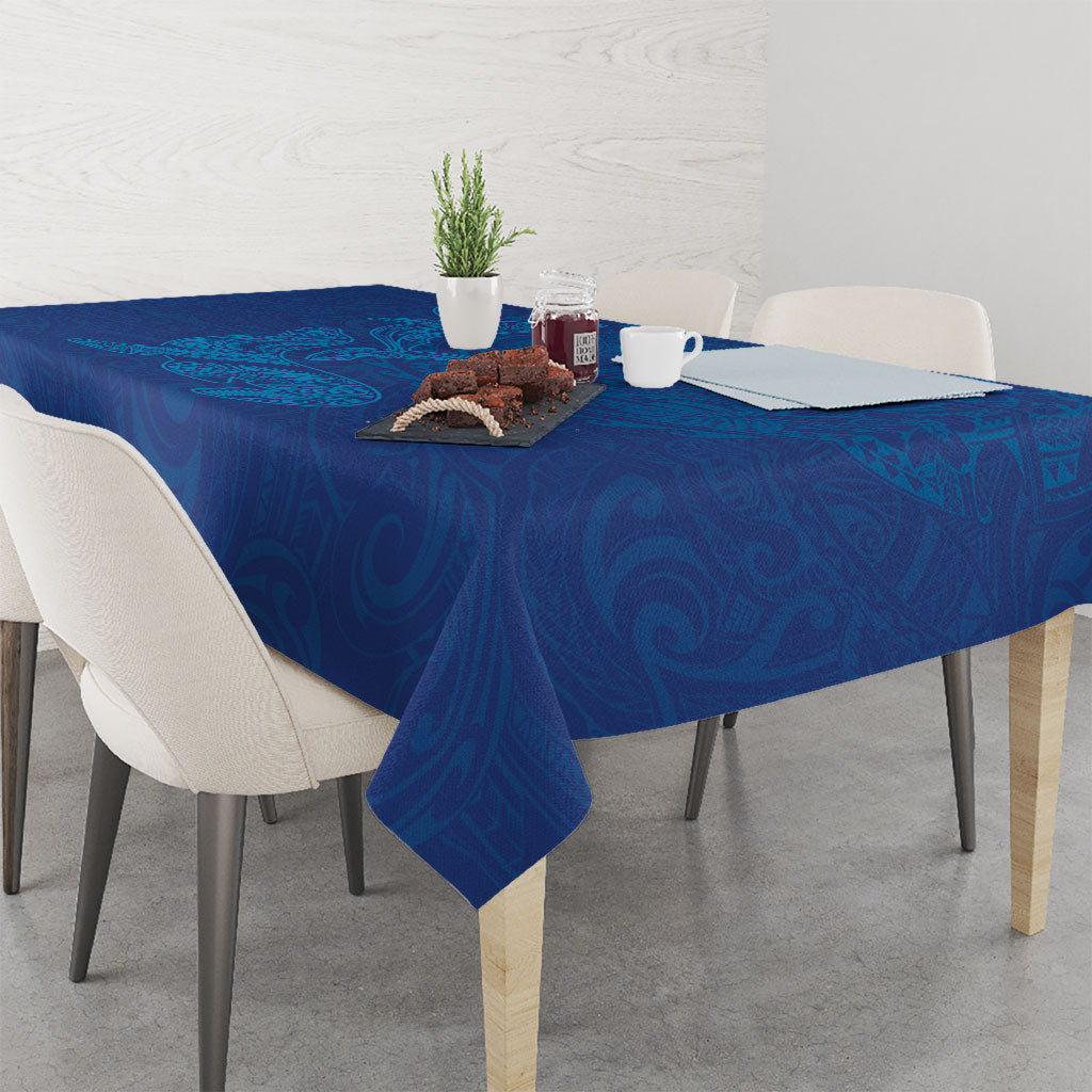 Hawaiian Monk Seal and Whale Tablecloth Kakau Tribal Pattern Blue Color LT03 - Polynesian Pride