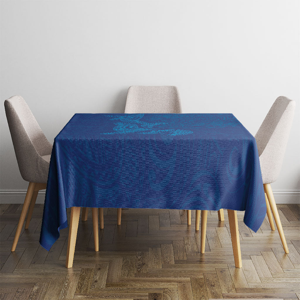 Hawaiian Monk Seal and Whale Tablecloth Kakau Tribal Pattern Blue Color LT03 - Polynesian Pride