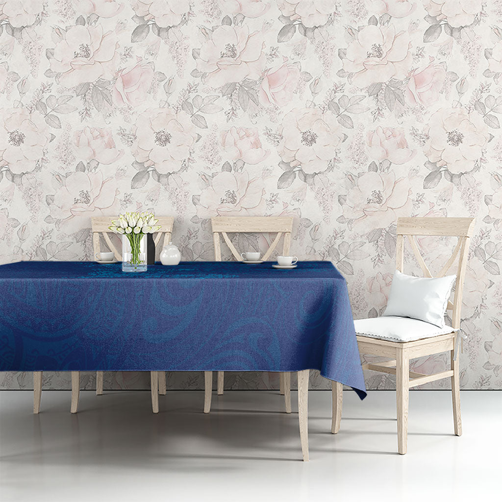 Hawaiian Monk Seal and Whale Tablecloth Kakau Tribal Pattern Blue Color LT03 - Polynesian Pride
