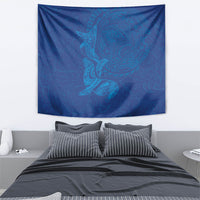 Hawaiian Monk Seal and Whale Tapestry Kakau Tribal Pattern Blue Color LT03 - Polynesian Pride