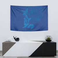 Hawaiian Monk Seal and Whale Tapestry Kakau Tribal Pattern Blue Color LT03 - Polynesian Pride