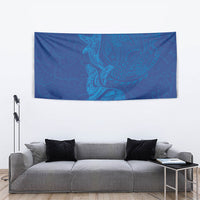 Hawaiian Monk Seal and Whale Tapestry Kakau Tribal Pattern Blue Color LT03 - Polynesian Pride
