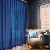 Hawaiian Monk Seal and Whale Window Curtain Kakau Tribal Pattern Blue Color LT03 - Polynesian Pride