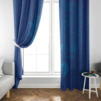 Hawaiian Monk Seal and Whale Window Curtain Kakau Tribal Pattern Blue Color LT03 - Polynesian Pride