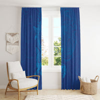 Hawaiian Monk Seal and Whale Window Curtain Kakau Tribal Pattern Blue Color LT03 - Polynesian Pride