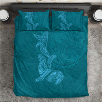 Hawaiian Monk Seal and Whale Bedding Set Kakau Tribal Pattern Teal Color LT03 Teal - Polynesian Pride