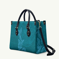 Hawaiian Monk Seal and Whale Leather Bag Kakau Tribal Pattern Teal Color LT03 Teal - Polynesian Pride