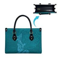 Hawaiian Monk Seal and Whale Leather Bag Kakau Tribal Pattern Teal Color LT03 - Polynesian Pride