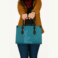 Hawaiian Monk Seal and Whale Leather Bag Kakau Tribal Pattern Teal Color LT03 - Polynesian Pride