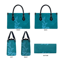 Hawaiian Monk Seal and Whale Leather Bag Kakau Tribal Pattern Teal Color LT03 - Polynesian Pride