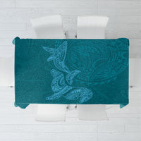 Hawaiian Monk Seal and Whale Tablecloth Kakau Tribal Pattern Teal Color LT03 Teal - Polynesian Pride