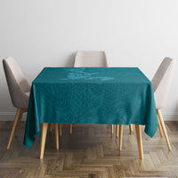 Hawaiian Monk Seal and Whale Tablecloth Kakau Tribal Pattern Teal Color LT03 - Polynesian Pride