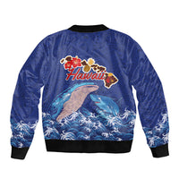Hawaiian Sea Animals Bomber Jacket Whales Shark and Turtle Guardians with Tribal Pattern LT03 - Polynesian Pride