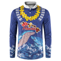 Hawaiian Sea Animals Button Sweatshirt Whales Shark and Turtle Guardians with Tribal Pattern LT03 Blue - Polynesian Pride