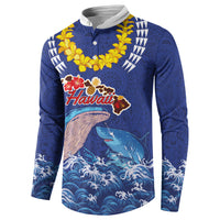 Hawaiian Sea Animals Button Sweatshirt Whales Shark and Turtle Guardians with Tribal Pattern LT03 - Polynesian Pride