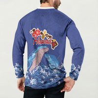 Hawaiian Sea Animals Button Sweatshirt Whales Shark and Turtle Guardians with Tribal Pattern LT03 - Polynesian Pride