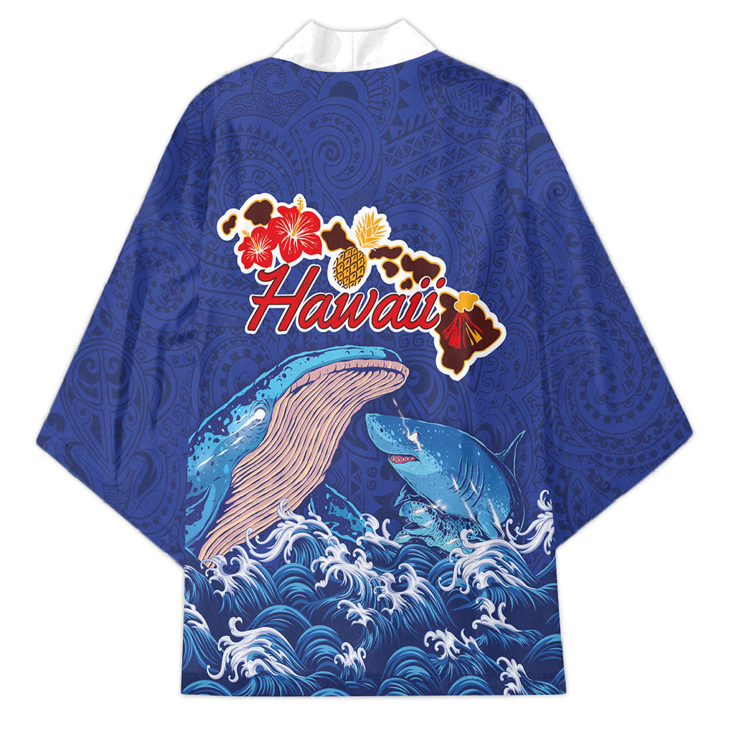 Hawaiian Sea Animals Kimono Whales Shark and Turtle Guardians with Tribal Pattern LT03 - Polynesian Pride