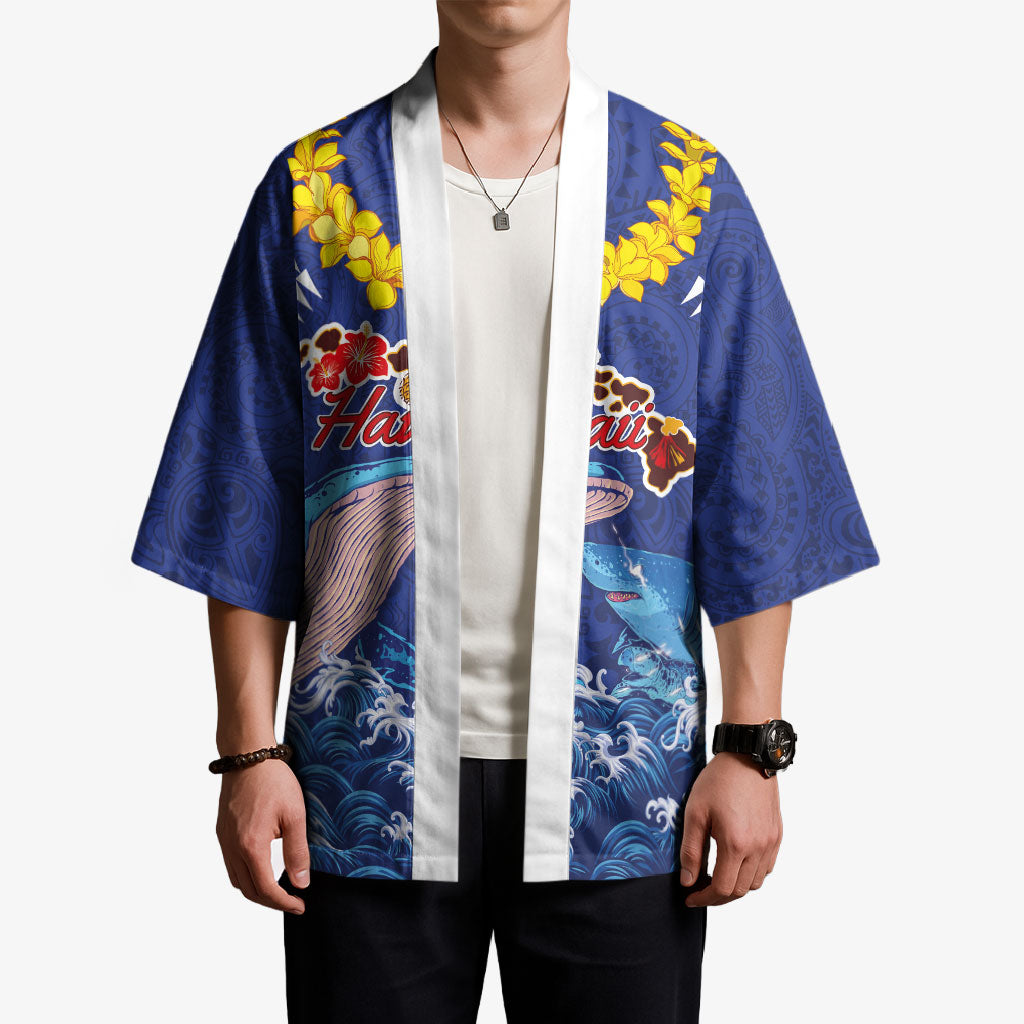 Hawaiian Sea Animals Kimono Whales Shark and Turtle Guardians with Tribal Pattern LT03 - Polynesian Pride