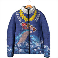 Hawaiian Sea Animals Padded Jacket Whales Shark and Turtle Guardians with Tribal Pattern LT03 - Polynesian Pride