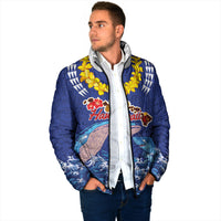 Hawaiian Sea Animals Padded Jacket Whales Shark and Turtle Guardians with Tribal Pattern LT03 - Polynesian Pride