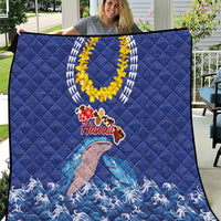 Hawaiian Sea Animals Quilt Whales Shark and Turtle Guardians with Tribal Pattern LT03 Blue - Polynesian Pride