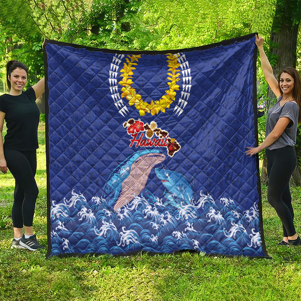 Hawaiian Sea Animals Quilt Whales Shark and Turtle Guardians with Tribal Pattern LT03 - Polynesian Pride
