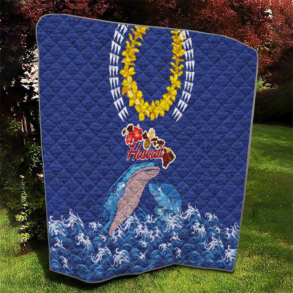 Hawaiian Sea Animals Quilt Whales Shark and Turtle Guardians with Tribal Pattern LT03 - Polynesian Pride