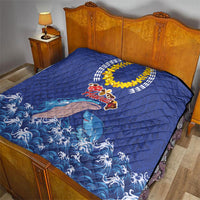 Hawaiian Sea Animals Quilt Whales Shark and Turtle Guardians with Tribal Pattern LT03 - Polynesian Pride