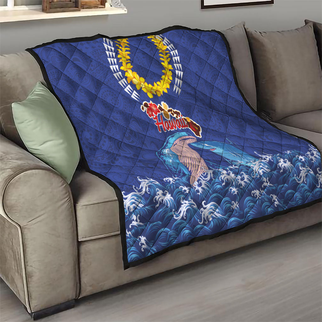 Hawaiian Sea Animals Quilt Whales Shark and Turtle Guardians with Tribal Pattern LT03 - Polynesian Pride