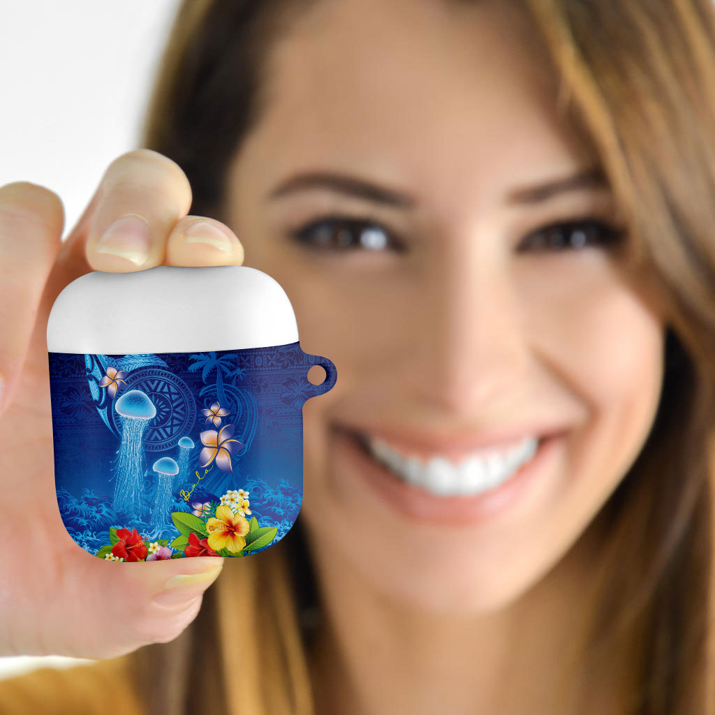Fiji Jellyfish AirPods Case Tapa Patterns and Hibiscus Sea Vibe LT03 - Polynesian Pride