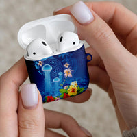 Fiji Jellyfish AirPods Case Tapa Patterns and Hibiscus Sea Vibe LT03 - Polynesian Pride